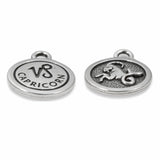 2 Silver Capricorn Charms, TierraCast Double-Sided Zodiac Pendants for Jewelry