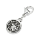 Silver Aquarius Clip-on Charm, Astrology Zodiac Water Bearer + Lobster Clasp