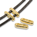 4 Gold Distressed 2-Hole Spacer Bars for Multi-Strand Leather Jewelry Making