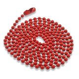Red Coated Steel Ball Chain Necklaces | #3 Dog Tag | 2.4mm 30" 5/Pkg