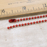 Red Coated Steel Ball Chain Necklace | #3 Dog Tag Chain | 2.4mm 30 inches