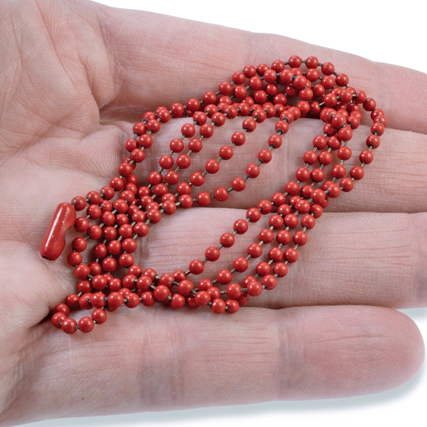 Red Coated Steel Ball Chain Necklace | #3 Dog Tag Chain | 2.4mm 30 inches