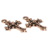 2 Copper Fleur Cross Pendants, TierraCast Christian Faith Charms