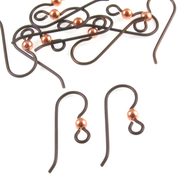 Niobium Copper Ear Wires + 3mm Bright Copper Bead