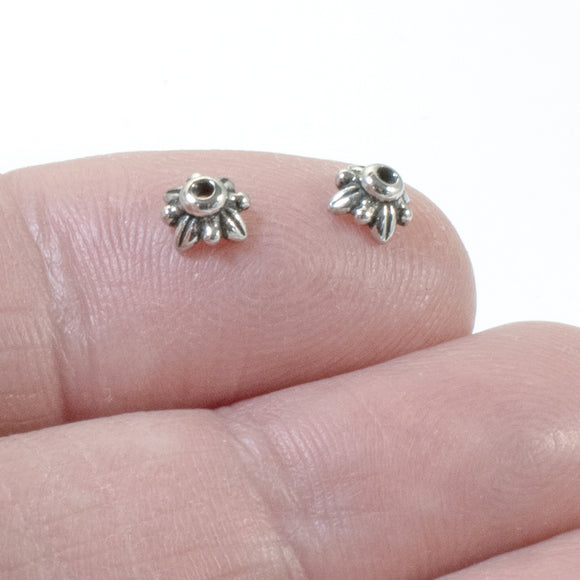 5mm Silver Leaf Bead Caps, TierraCast White Bronze 10/Pkg