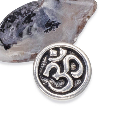 Silver Om Buttons, TierraCast Shank Ohm Symbol Leather Clasp 2/Pkg