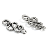 4 Silver Rattlesnake Links, TierraCast Detailed Snake Pendant for DIY Jewelry