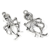 10 Octopus Charms - Metal Octopus Pendant - Beach Jewelry - Nautical Keychain