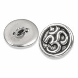 Silver Om Buttons, TierraCast Shank Ohm Symbol Leather Clasp 2/Pkg