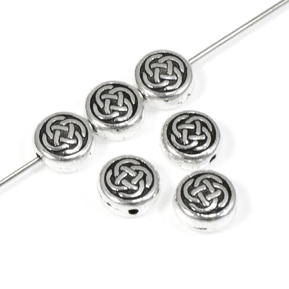 7mm Silver Small Celtic Circle Beads, TierraCast Endless Love Knot 6/Pkg