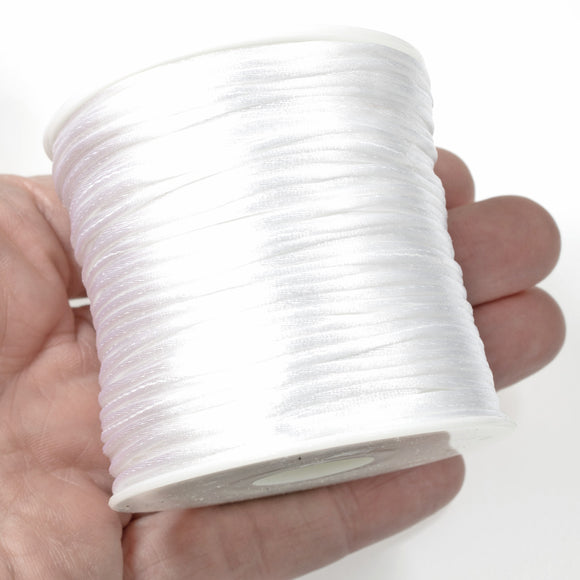 White 1mm Satin Nylon Cord, 60 Meters, Macrame, Jewelry String
