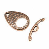 Copper Hammered Ellipse Clasp Set, TierraCast Toggle Clasps, 2 Sets