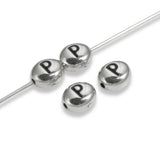 4 Silver "P" Alphabet Beads, Oval Letter For Personalized Jewelry-Making