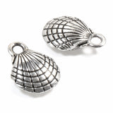 12 Silver Shell Charms, Metal Beach Ocean Summer Pendant for DIY Jewelry