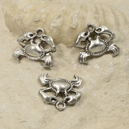 15 Silver Crab Charms for Jewelry Making - Cute Crabs for Beach-Themed Crafts