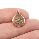 2 Copper Round Om Charms, TierraCast Hindu Ohm Yoga Charm for Leather Cord