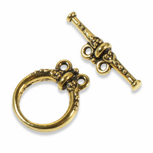 Gold Heirloom Two Strand Toggle Clasp, TierraCast Pewter (1 Set)