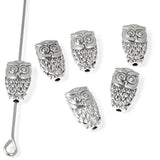 25 Small Owl Beads- Silver Metal Animal Bead - Bird Spacers - DIY Nature Jewelry