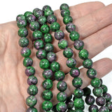 Ruby Zoisite Gemstone Beads - 8mm Round - Green & Pink Hues - DIY Jewelry Supply