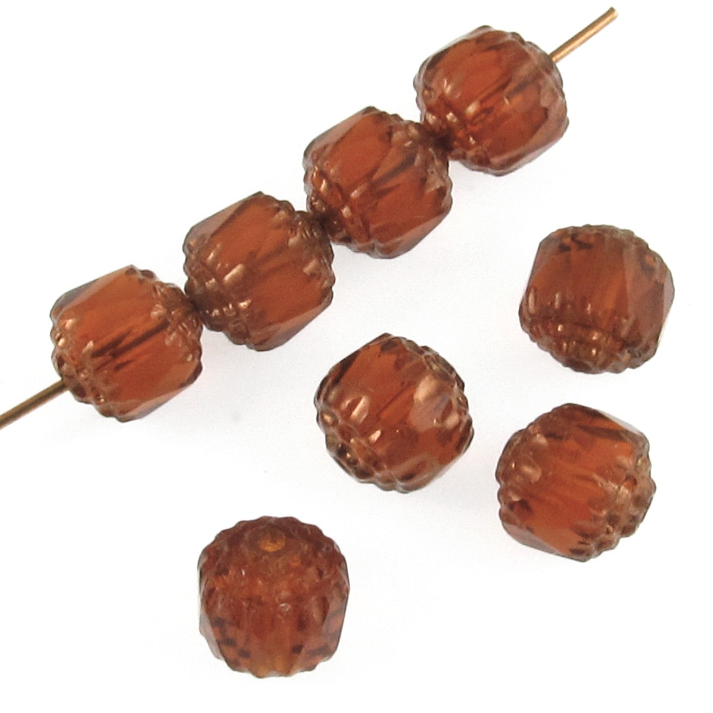 Topaz Faceted 8mm Crown Cathedral Beads, Czech Glass (12 Pieces)