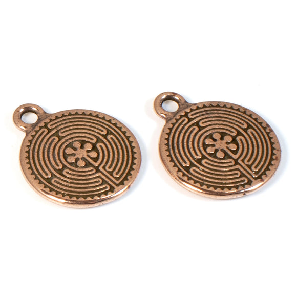 Copper Labyrinth Charms, TierraCast Double-Sided Pewter Maze 2/Pkg