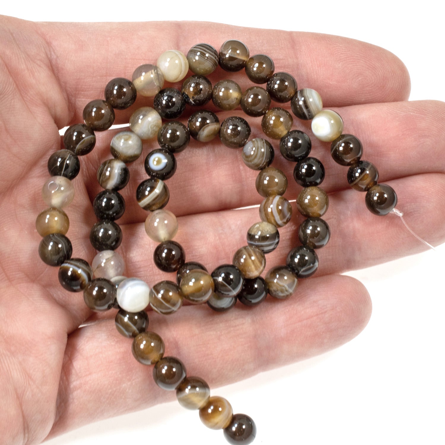 6mm Agate Beads Gemstone Brown Orange Beige (12 beads) Stone Beads Natural  Round Smooth Gemstone Beads Beading Jewelry Making (129)