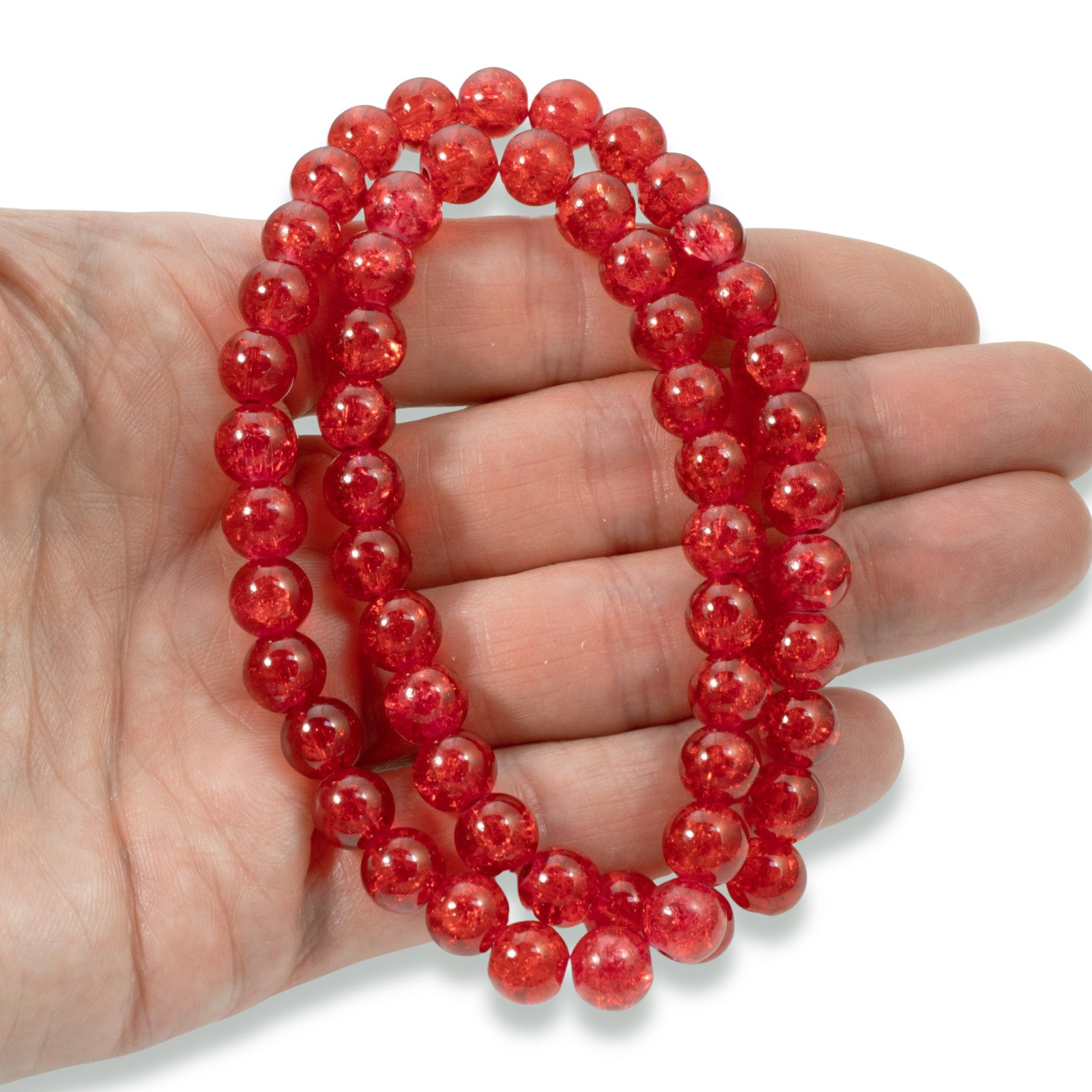  Red Round Glass Beads, Sizes 8mm, 6mm and 4mm. Not Painted or  Coated, Goes Well with Cat's Eye Beads. Craft, Jewelry and DIY Projects.  (8mm - 50 Beads)