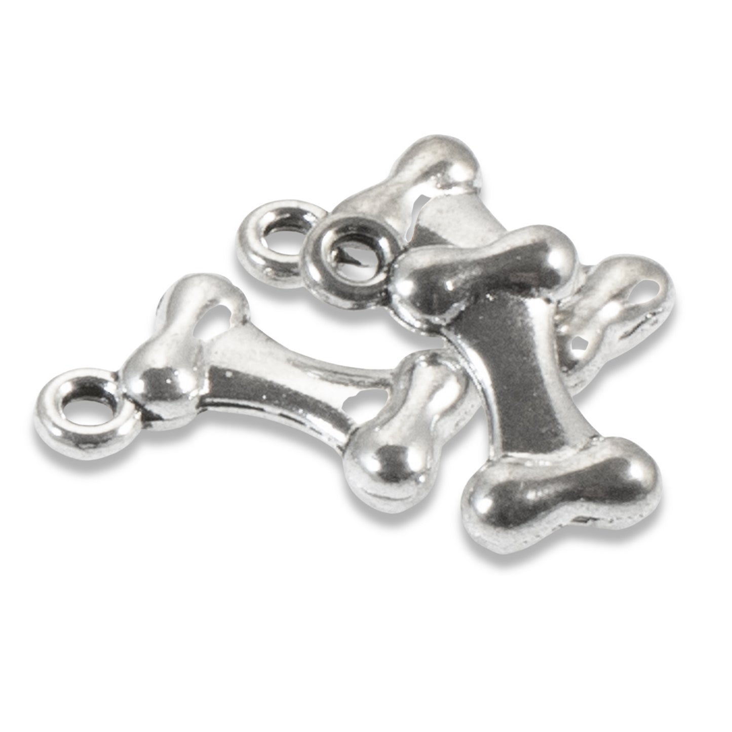 20 Silver Dog Bone Charms, Pet Lover Craft Supplies for DIY Jewelry & Keychains