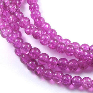 Magenta Pink 4mm Round Glass Crackle Beads, 200/Pkg