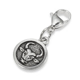 Silver Taurus Clip-on Charm, Astrology Zodiac The Bull + Lobster Clasp