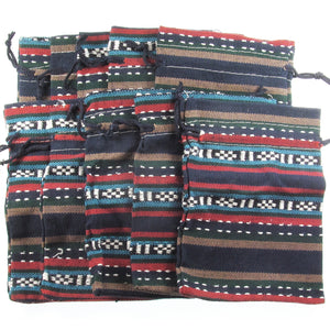 Striped Ethnic Style Fabric Drawstring Bags