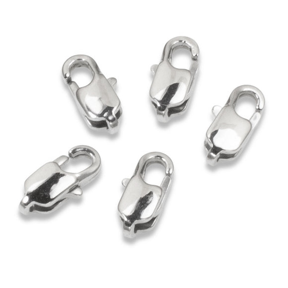 5/Pkg Small Oval Silver Stainless Steel Lobster Claw Clasps 4x9mm