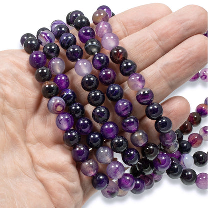 8mm Purple Agate Gemstone Beads Strands for Jewelry Making 47pcs