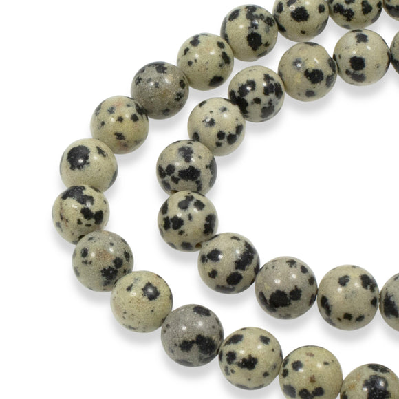 8mm Dalmatian Jasper Beads, Round Loose Gemstone Beads 48 Beads/Strand