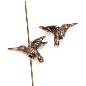 Copper Hummingbird Beads, TierraCast Pewter Bird, Animal (2 Pieces)