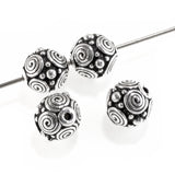 4 Silver Spiral 8mm Round Beads, TierraCast Pewter Beads for Jewelry Making