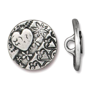 Silver Round Heart Buttons