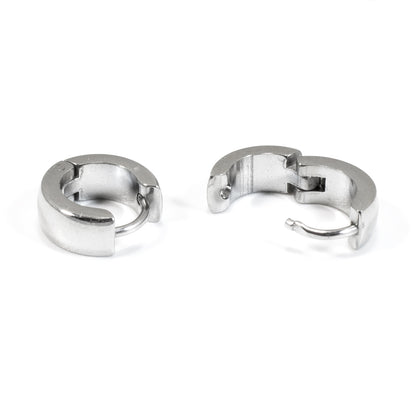 1 Pair - Stylish Stainless Steel Eternity Hoop Earrings, Minimalist Snap Hinge Design