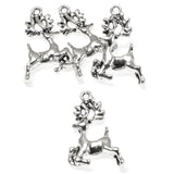 Silver Prancing Reindeer Charms, Metal Christmas Deer Charm 20/Pkg