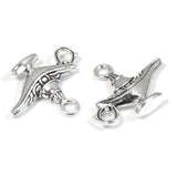 10 Silver Genie Lamp Charms, Magic Oil Lamp Pendant for Fairy Tale Jewelry