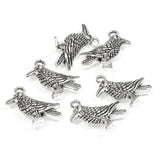 Silver Raven Charms, Bulk Metal Animal Bird Charm 50/Pkg