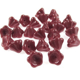Blood Red Bell Flower Beads, Czech Maroon Glass, 6x8mm25/Pkg
