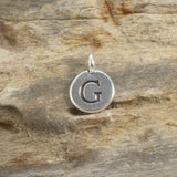 2Pc. Silver "G" Initial Charms, TierraCast Round Small Alphabet Letter