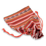 Red Striped Fabric Drawstring Bags, Rectangle Cloth Pouches (10 Pcs)