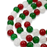 90/Pkg 10mm Red, Green & Clear Crackle Glass Beads | Christmas Bead Mix