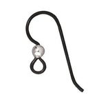 10 Black Niobium Ear Wires + 3mm Sterling Silver Bead, Hypoallergenic Earring Hooks