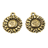 Gold Sunflower Charms, TierraCast Spring Garden Flower Charm 5/Pkg