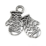 Silver Mitten Charms, Metal Christmas Winter Holiday Charm 20/Pkg