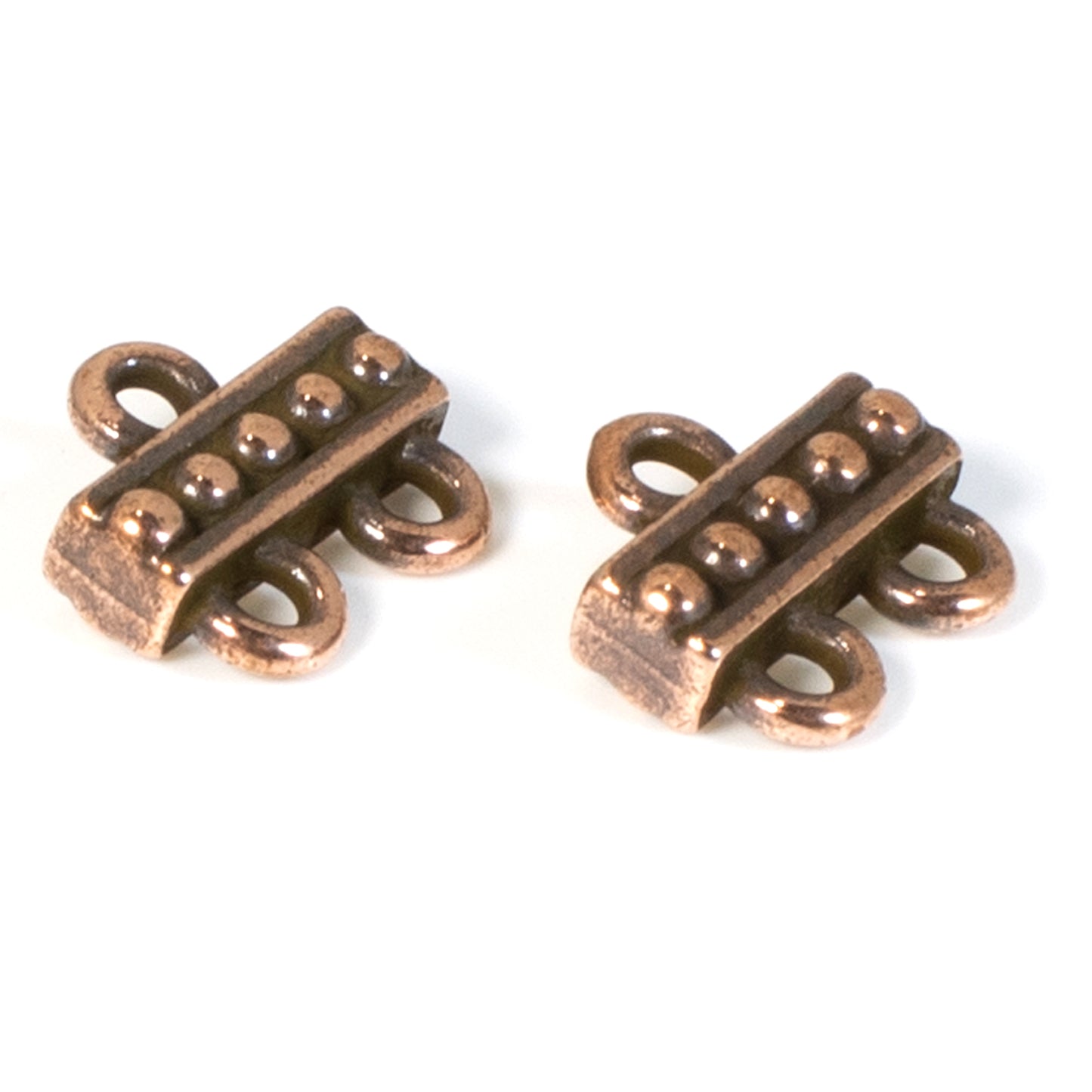 Copper 2 to 1 Beaded Links for Multi-Strand Jewelry, 2Pc TierraCast Connectors