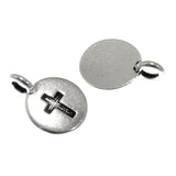 2 Silver Round Cross Charms, TierraCast Mini Pendants for Jewelry Making